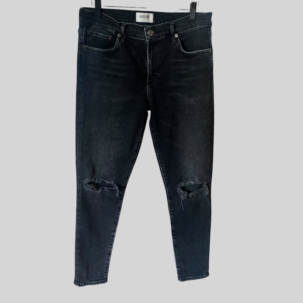 AGOLDE Womens Black Distressed Jeans